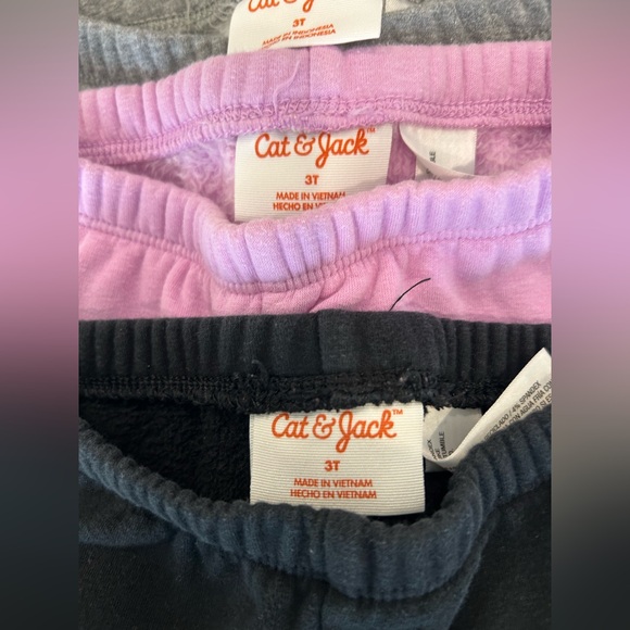 Cat & Jack Toddler Girls Sweatpants 4 pair Size 3T - Picture 3 of 4